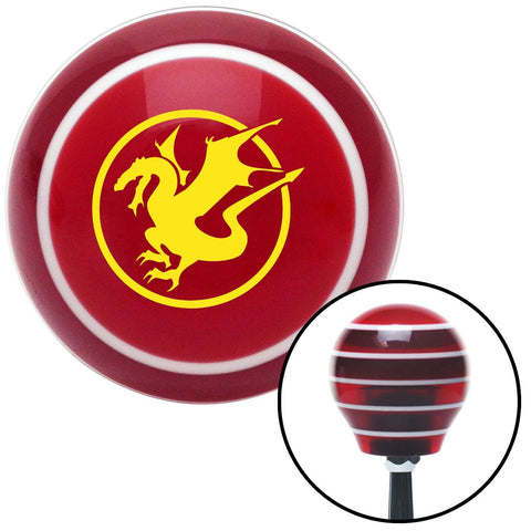 Yellow  Dragon in a Circle Red Stripe Shift Knob with M16 x 15 Insert