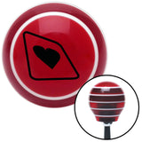 Black Heart on a Card Red Stripe Shift Knob with M16 x 15 Insert