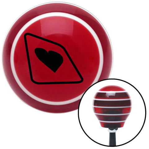 Black Heart on a Card Red Stripe Shift Knob with M16 x 15 Insert