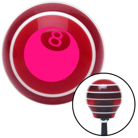 Pink 3D 8 Ball  Red Stripe Shift Knob with M16 x 15 Insert