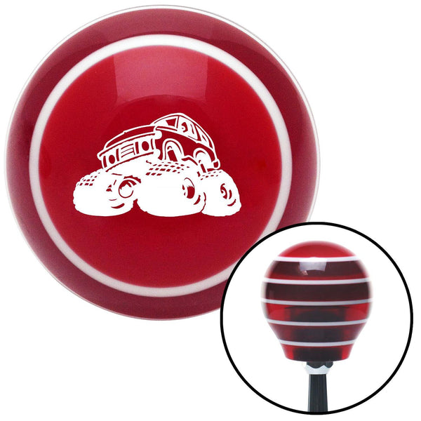 White Monster Truck Red Stripe Shift Knob with M16 x 15 Insert