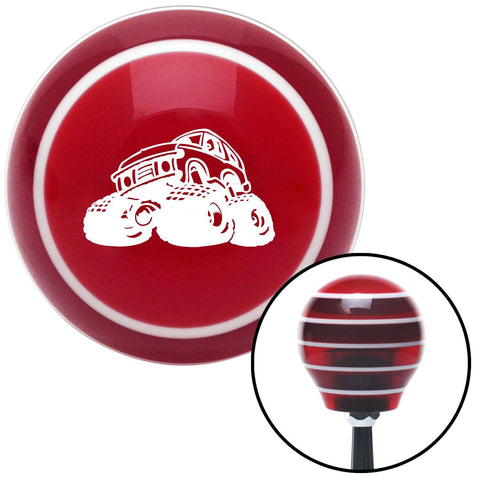 White Monster Truck Red Stripe Shift Knob with M16 x 15 Insert
