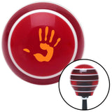 Orange Hand Print Red Stripe Shift Knob with M16 x 15 Insert