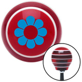 Blue Hawaiian Flower 4 Red Stripe Shift Knob with M16 x 15 Insert
