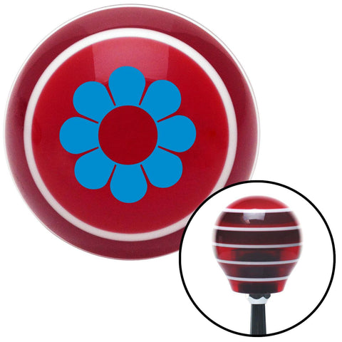Blue Hawaiian Flower 4 Red Stripe Shift Knob with M16 x 15 Insert