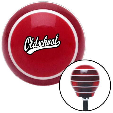 Oldschool Black Red Stripe Shift Knob with M16 x 15 Insert