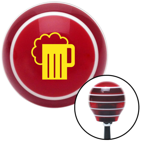 Yellow Foaming Mug Red Stripe Shift Knob with M16 x 15 Insert