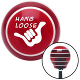 White Hang Loose w hand Red Stripe Shift Knob with M16 x 15 Insert
