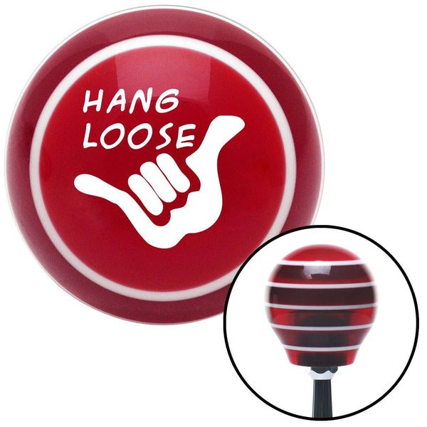 White Hang Loose w hand Red Stripe Shift Knob with M16 x 15 Insert