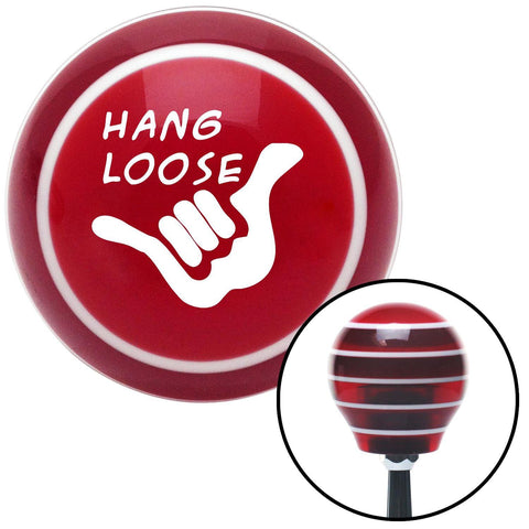 White Hang Loose w hand Red Stripe Shift Knob with M16 x 15 Insert