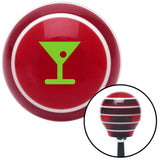 Green Martini Glass w Olive Red Stripe Shift Knob with M16 x 15 Insert