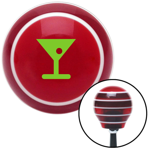 Green Martini Glass w Olive Red Stripe Shift Knob with M16 x 15 Insert