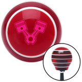 Pink 2 Pistons Red Stripe Shift Knob with M16 x 15 Insert