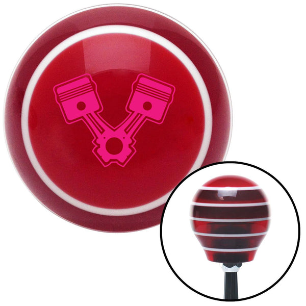 Pink 2 Pistons Red Stripe Shift Knob with M16 x 15 Insert