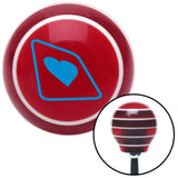 Blue Heart on a Card Red Stripe Shift Knob with M16 x 15 Insert