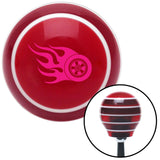 Pink Wheel On Fire Red Stripe Shift Knob with M16 x 15 Insert