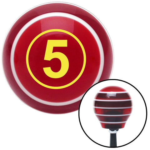 Yellow Ball 5 Red Stripe Shift Knob with M16 x 15 Insert