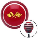 Yellow  Checkered Racing Flags Red Stripe Shift Knob with M16 x 15 Insert