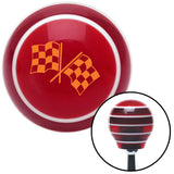 Orange Dual Checkered Flags Red Stripe Shift Knob with M16 x 15 Insert