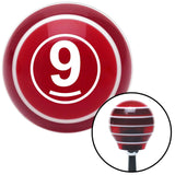 White Ball 9 Red Stripe Shift Knob with M16 x 15 Insert