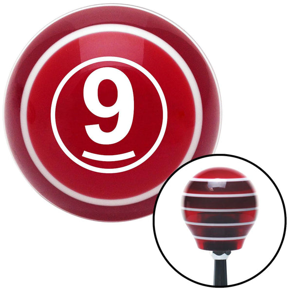 White Ball 9 Red Stripe Shift Knob with M16 x 15 Insert