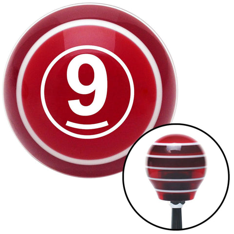 White Ball 9 Red Stripe Shift Knob with M16 x 15 Insert