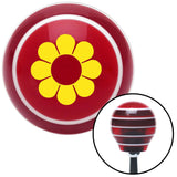 Yellow Hawaiian Flower 4 Red Stripe Shift Knob with M16 x 15 Insert