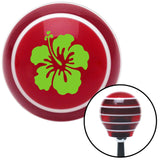 Green Hawaiian Flower 9 Red Stripe Shift Knob with M16 x 15 Insert