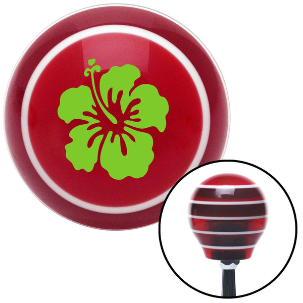 Green Hawaiian Flower 9 Red Stripe Shift Knob with M16 x 15 Insert