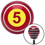 Yellow Racing Number 5 Red Stripe Shift Knob with M16 x 15 Insert