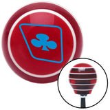 Blue Clubs on a Card Red Stripe Shift Knob with M16 x 15 Insert
