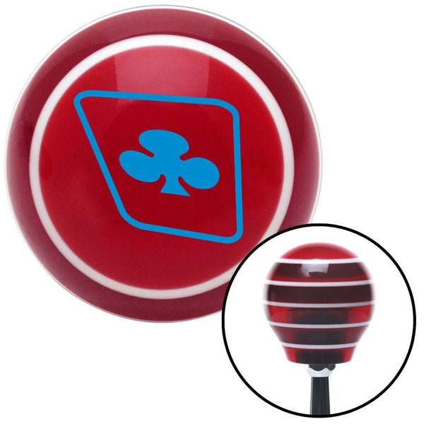 Blue Clubs on a Card Red Stripe Shift Knob with M16 x 15 Insert