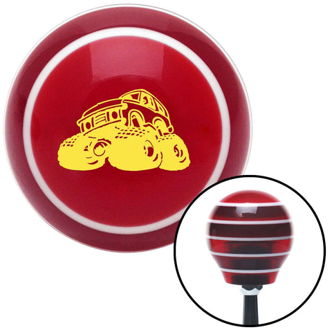 Yellow Monster Truck Red Stripe Shift Knob with M16 x 15 Insert