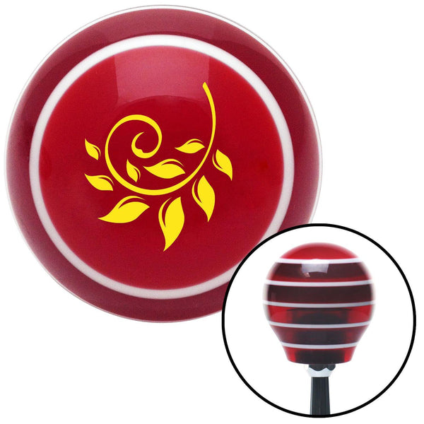 Yellow Hawaiian Leaf 1 Red Stripe Shift Knob with M16 x 15 Insert