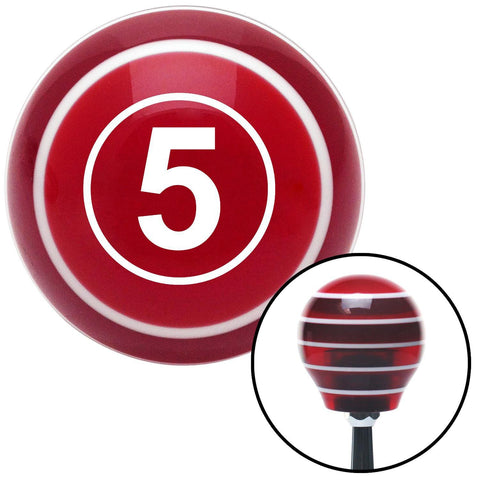 White Ball 5 Red Stripe Shift Knob with M16 x 15 Insert
