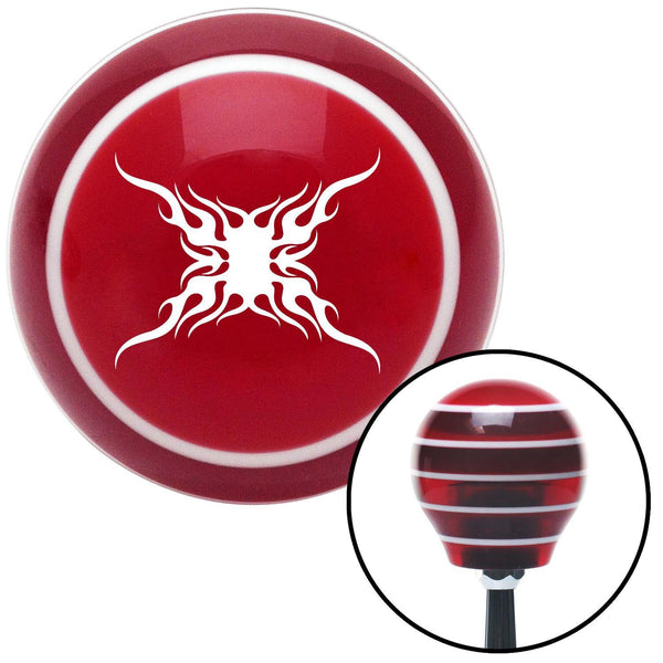 White Super Large Tribal Flames Red Stripe Shift Knob with M16 x 15 Insert