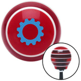 Blue Solid Gear Red Stripe Shift Knob with M16 x 15 Insert
