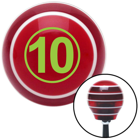 Green Number 10 Red Stripe Shift Knob with M16 x 15 Insert
