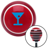 Blue Martini Glass w Olive Red Stripe Shift Knob with M16 x 15 Insert