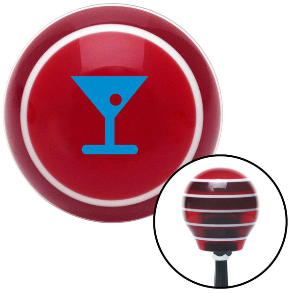 Blue Martini Glass w Olive Red Stripe Shift Knob with M16 x 15 Insert