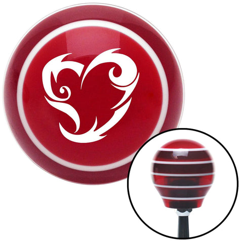 White Scroll Art Heart Red Stripe Shift Knob with M16 x 15 Insert