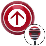 White Circle Directional Arrow Up Red Stripe Shift Knob with M16 x 15 Insert