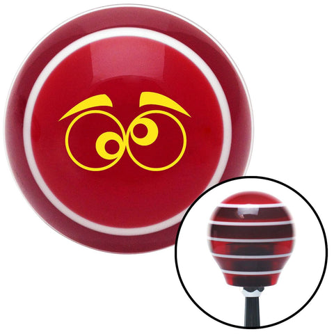 Yellow Funny Eyes Red Stripe Shift Knob with M16 x 15 Insert
