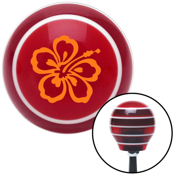 Orange Hawaiian Flower 7 Red Stripe Shift Knob with M16 x 15 Insert