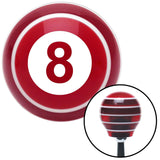 White 8 Ball Red Stripe Shift Knob with M16 x 15 Insert