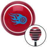 Blue Flaming Wheel Red Stripe Shift Knob with M16 x 15 Insert