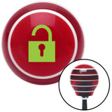 Green Unlocked Symbol Red Stripe Shift Knob with M16 x 15 Insert