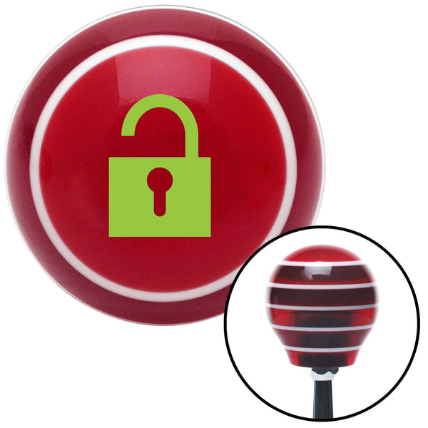 Green Unlocked Symbol Red Stripe Shift Knob with M16 x 15 Insert