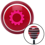 Pink Solid Gear Red Stripe Shift Knob with M16 x 15 Insert