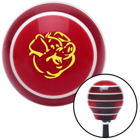 Yellow Pig Red Stripe Shift Knob with M16 x 15 Insert